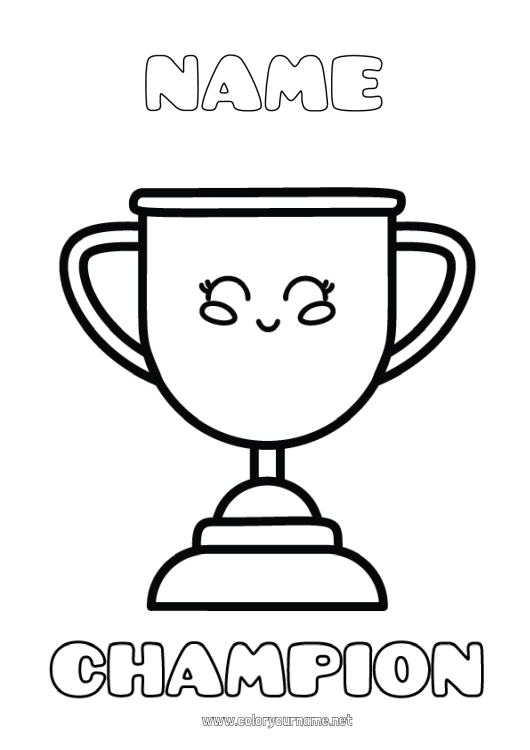 Coloring page to print Boy Cup, trophy, medal Competitions and Rewards