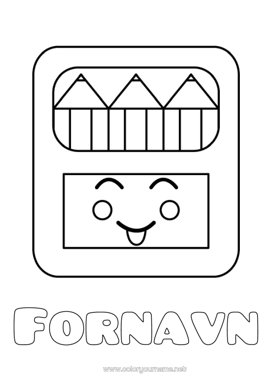 Farvelægningssiden til udskrivning Kunst Kawaii Farveblyant Blyant Skoleartikler