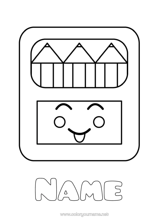 Colouring page to print Art Cute Coloured Pencil Pencil Stationery Supplies