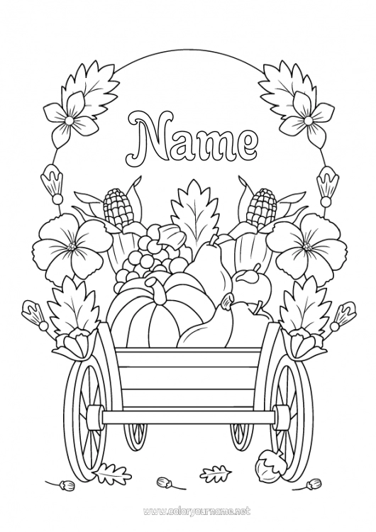 Coloring page to print Pumpkin Autumn Vehicles Farm vehicles