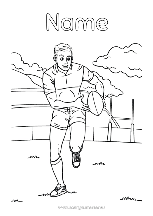 Colouring page to print Sport Rugby Rugby Ball Team Sports