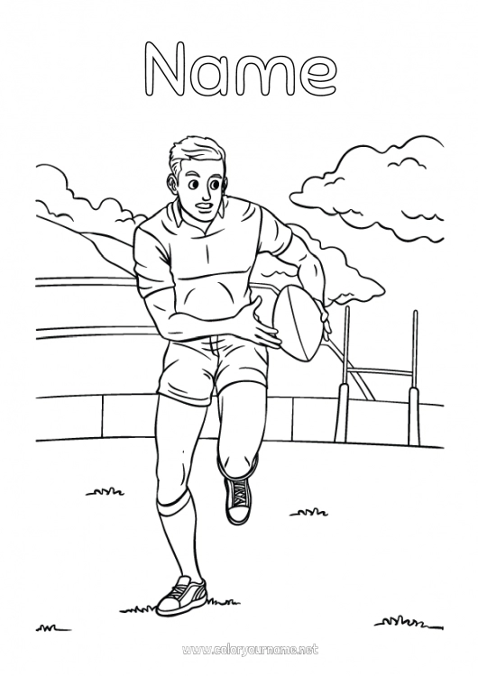 Coloring page to print Sport Rugby American football ball Team sports