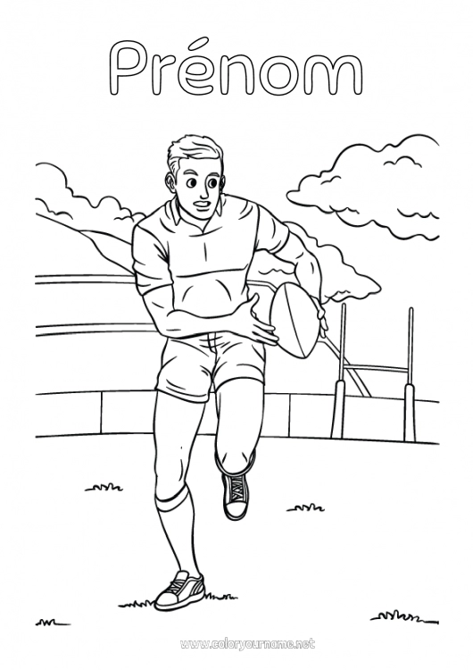 Coloriage à imprimer Sport Rugby Ballon de rugby Sports d'équipe