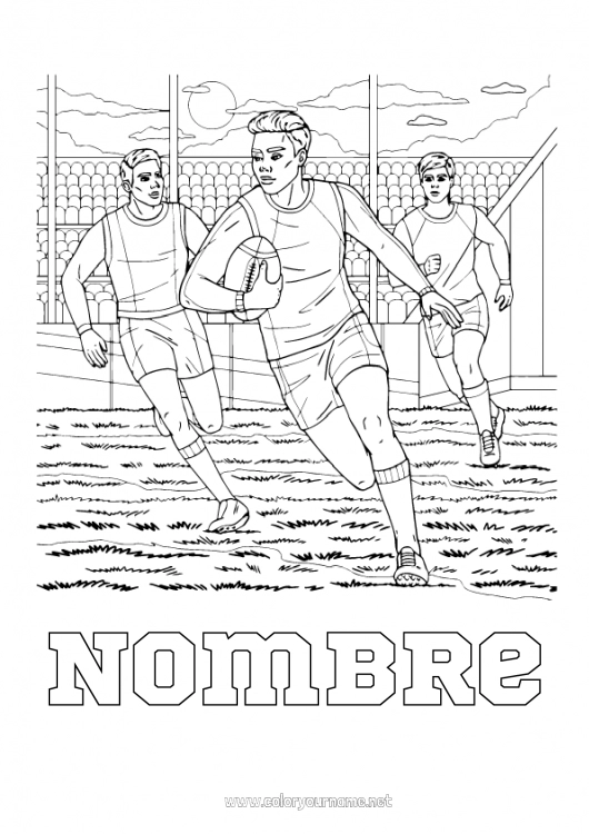 Dibujo para colorear para imprimir Sport Rugby Deportes en equipo