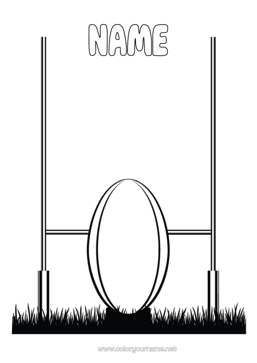 Colouring page to print Sport Rugby Rugby Ball Team Sports