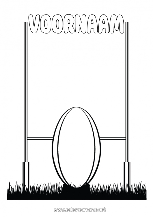 Kleurplaat om af te drukken Sport Rugby Rugbybal Teamsporten