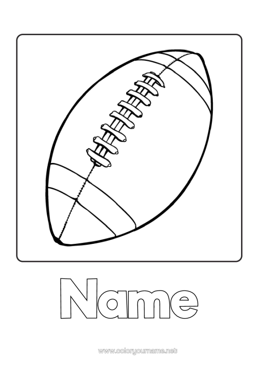 Colouring page to print Sport Balloons Rugby Rugby Ball Easy Colouring Pages Team Sports