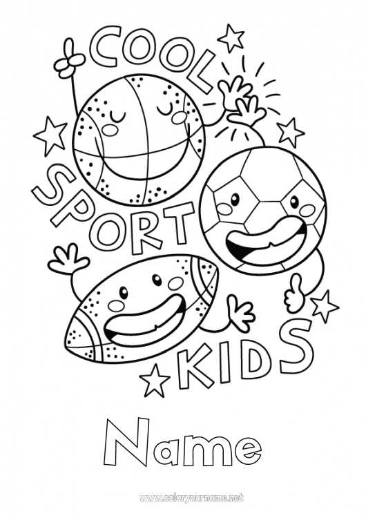 Coloring page to print Soccer ball Sport Balloons American football ball