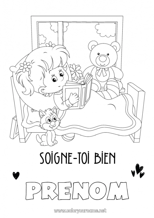 Coloriage à imprimer Malade Fille