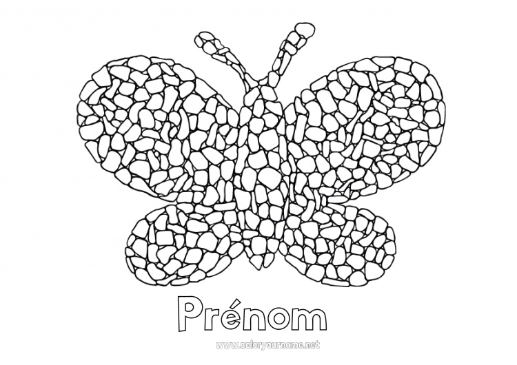 Coloriage à imprimer Papillon Activités enfants Insectes Mosaïques