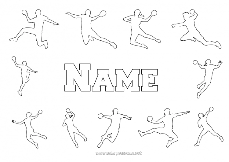 Coloring page to print Sport Team sports Handball