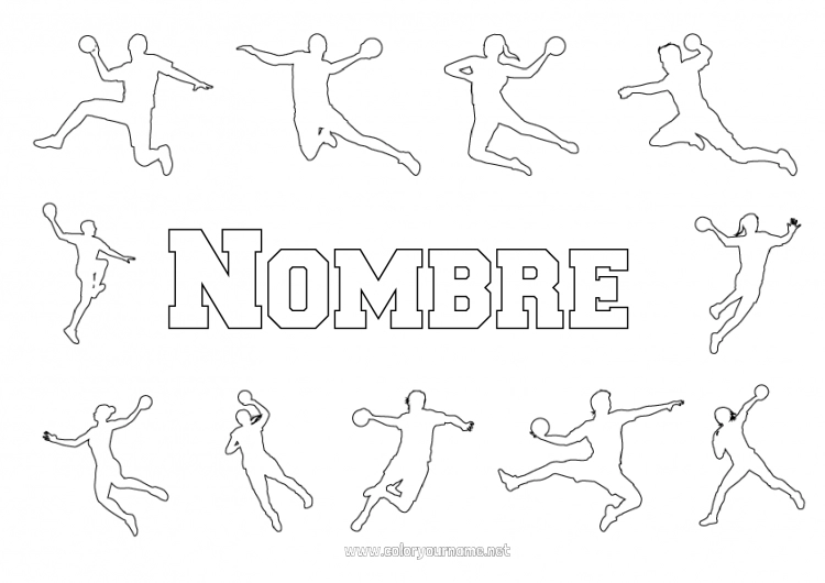 Dibujo para colorear para imprimir Sport Deportes en equipo Balonmano