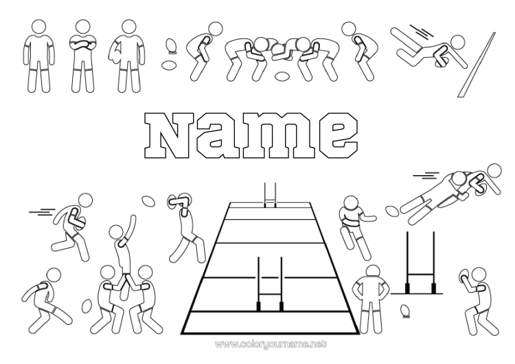 Colouring page to print Sport Rugby Team Sports
