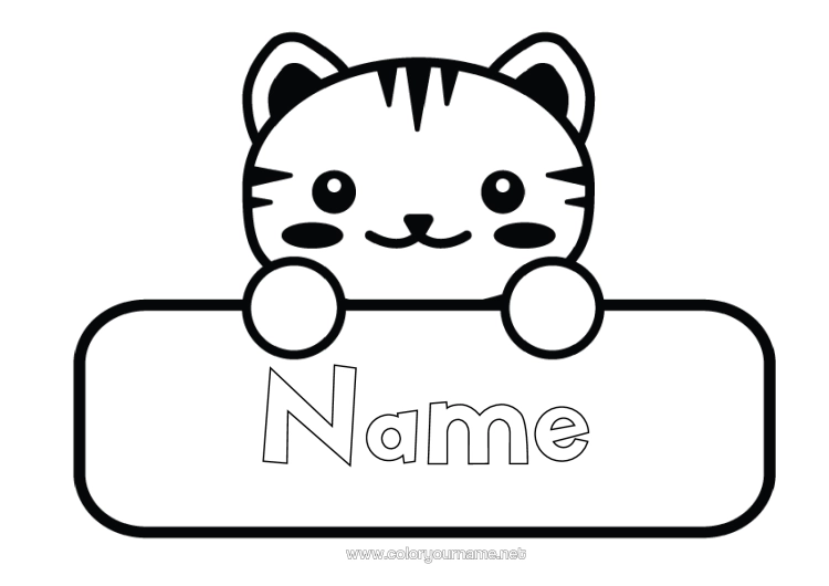 Colouring page to print Cat Tiger Children's Activities Animal Dogs And Cats Wild Animals Of Africa Label