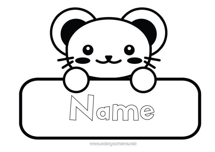 Colouring page to print Cute Mouse Animal Forest Animals Label