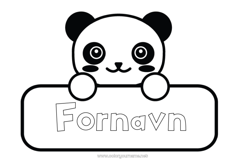 Farvelægningssiden til udskrivning Kawaii Dyr Panda Andre dyr i verden Etikette