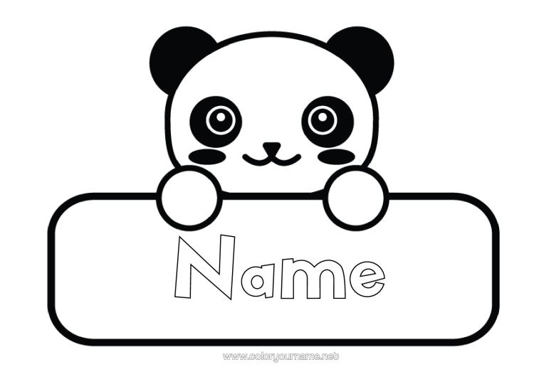 Colouring page to print Cute Animal Panda Other Animals Of The World Label