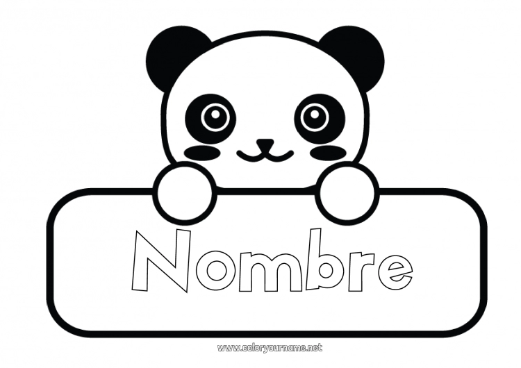 Dibujo para colorear para imprimir Kawaii Animales Panda Otros Animales Del Mundo Etiquetas