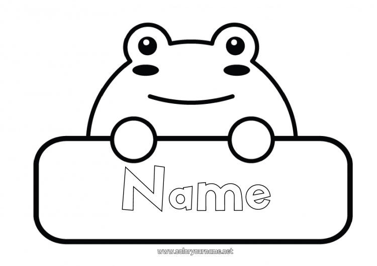 Coloring page to print Frog Marine or aquatic animals Labels