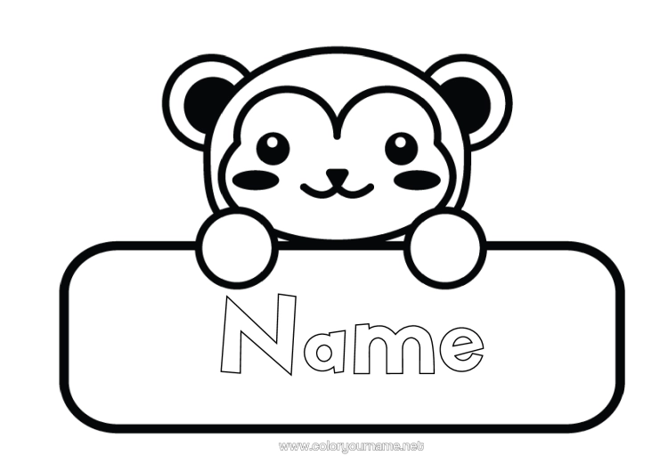 Colouring page to print Cute Animal Monkey Wild Animals Of Africa Label
