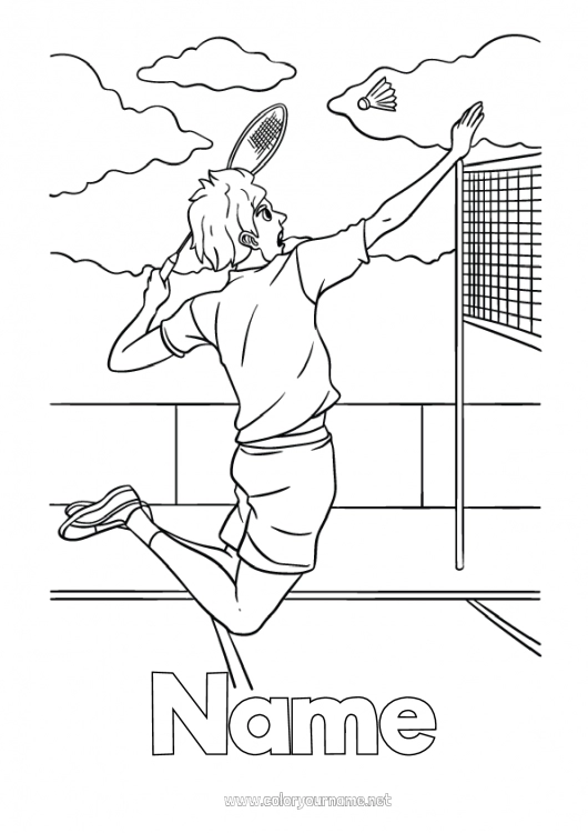 Coloring page to print Sport Racket sports Badminton