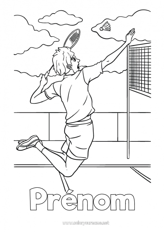 Coloriage à imprimer Sport Sports de raquettes Badminton