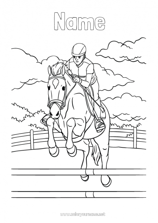 Coloring page to print Horse Animal Farm animals Other sports Horse riding