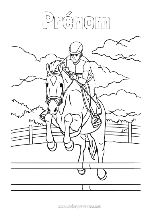 Coloriage à imprimer Cheval Animal Animaux de la ferme Autres sports équitation