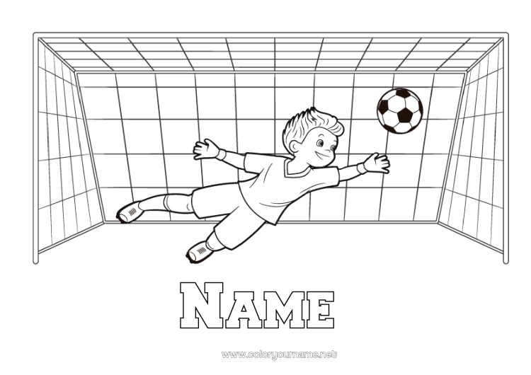 Coloring page to print Football Sport Team sports Soccer player Goalkeeper