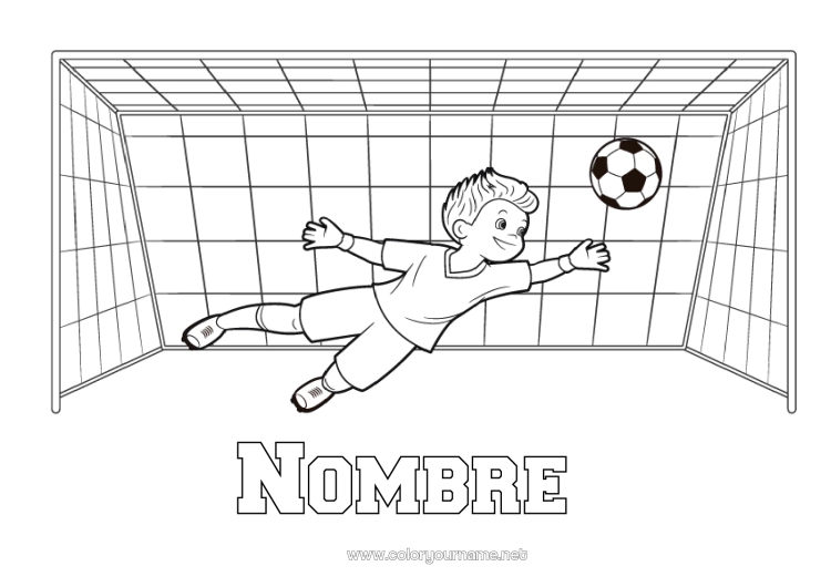 Dibujo para colorear para imprimir Fútbol Sport Deportes en equipo Jugador de fútbol Portero