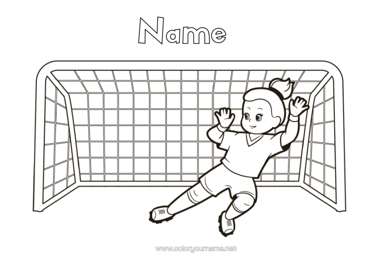 Colouring page to print Football Sport Team Sports Women's Football Footballer Goalkeeper