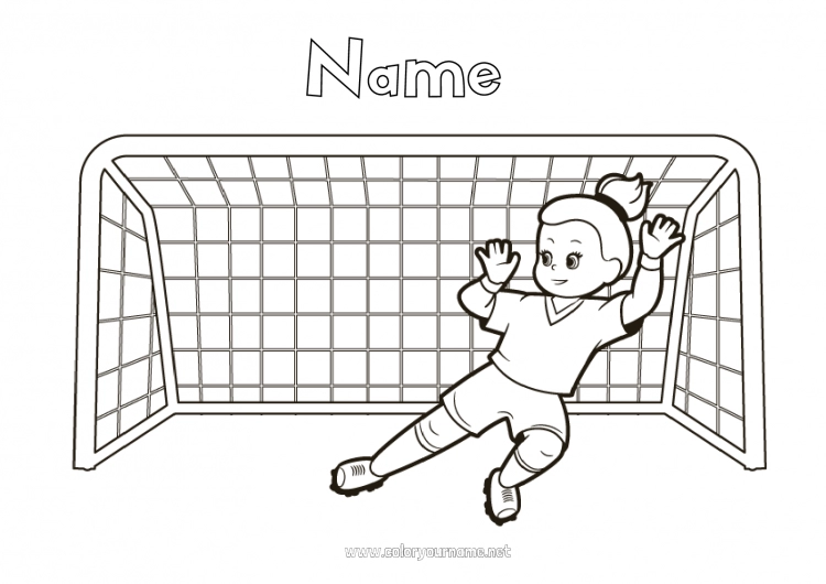 Coloring page to print Football Sport Team sports Women's football Soccer player Goalkeeper