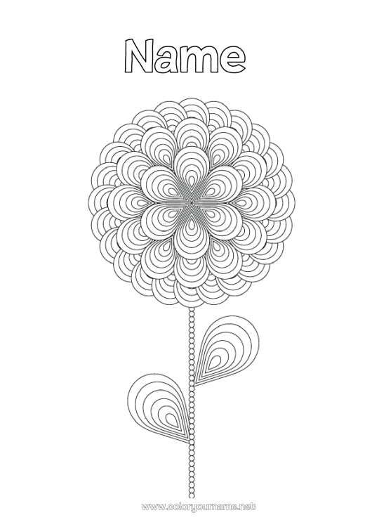 Colouring page to print Flowers Mandala Geometric Shapes