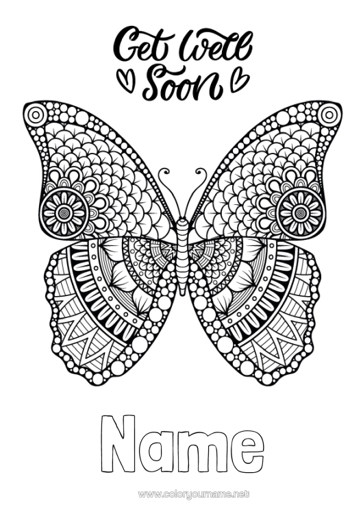 Colouring page to print Calm And Zen Ill Mandala Butterfly Animal Insects