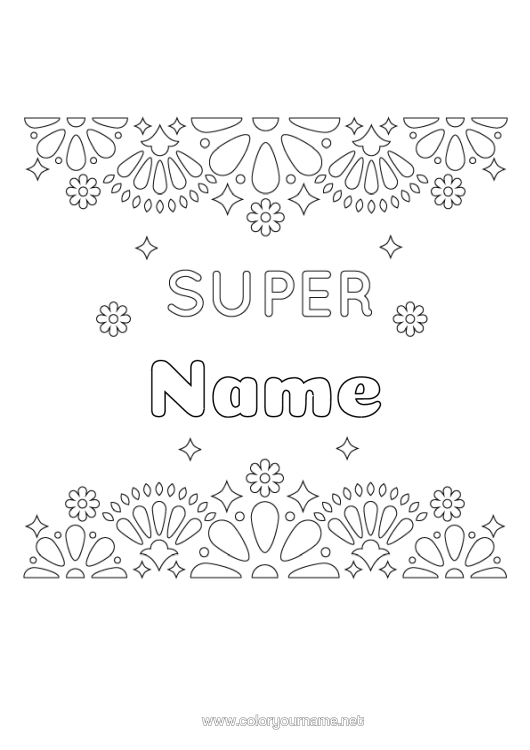 Colouring page to print Friend, Friend (Female) Nanny Mexican Embroidery