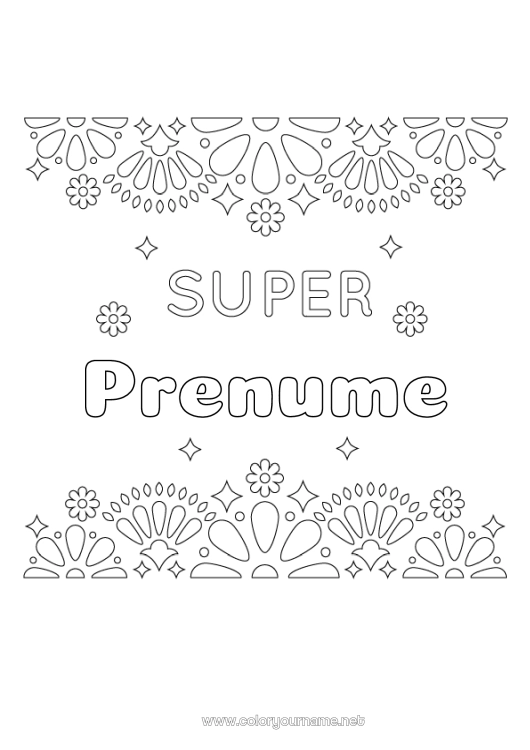 Pagină de colorat de imprimat Prieten, Prietena Bunica Broderie mexicană