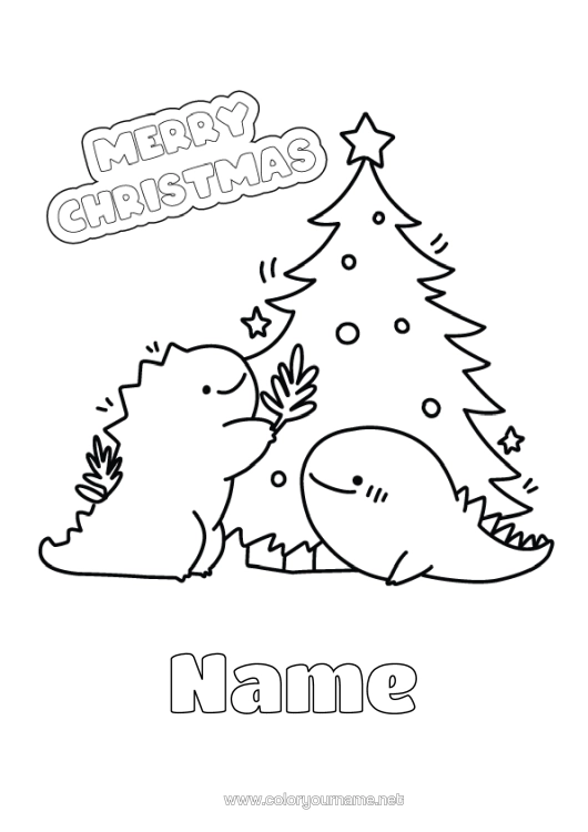 Colouring page to print Monster Christmas Tree Christmas Fir Tree "Merry Christmas" Message