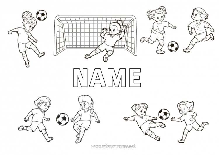 Coloring page to print Football Sport Team sports Women's football Soccer player Goalkeeper