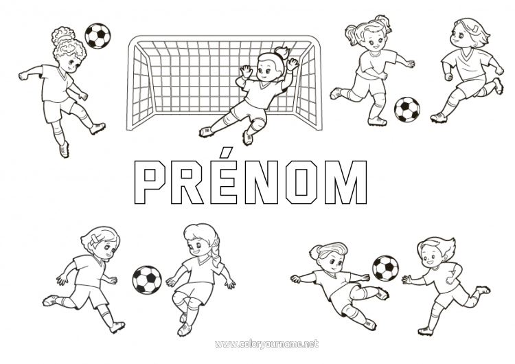 Coloriage à imprimer Football Sport Sports d'équipe Football féminin Footballeur footballeuse Gardien de but