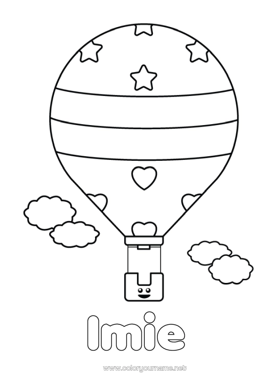Kolorowanka do wydruku Pojazdy Balon na gorące powietrze Łatwe kolorowanki Pojazdy powietrzne