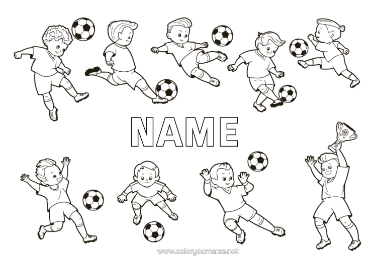 Colouring page to print Football Sport Team Sports Footballer