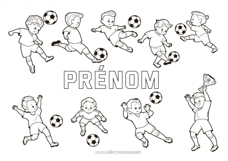 Coloriage à imprimer Football Sport Sports d'équipe Footballeur footballeuse