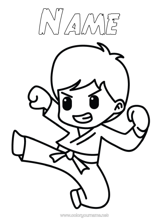 Colouring page to print Sport Kimono Combat Sports Karate Judo