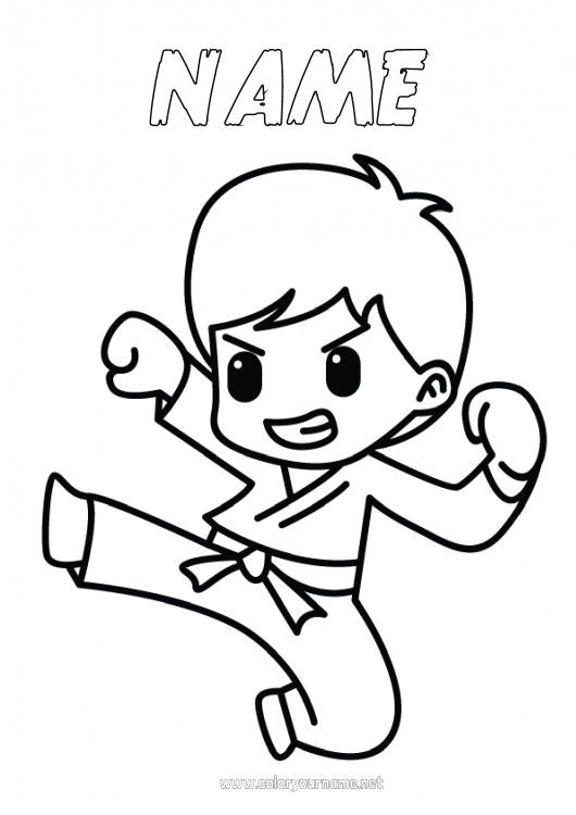 Coloring page to print Sport Kimono Combat sports Karate Judo