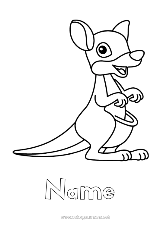 Colouring page to print Animal Other Animals Of The World Kangaroo Animals Of Australia