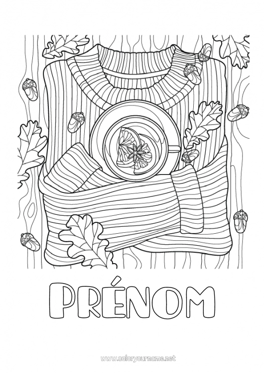 Coloriage à imprimer Automne Thé Boisson Coloriages complexes Pull over