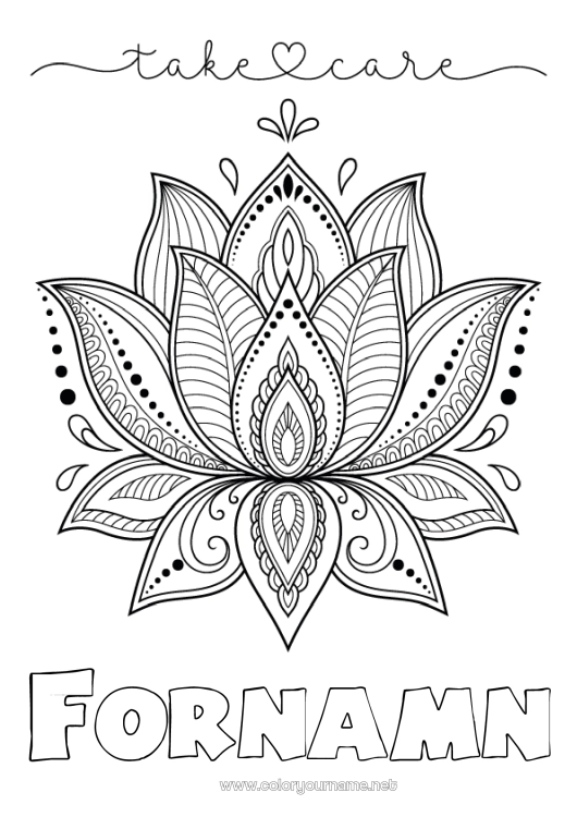Färgläggningssida att skriva ut Blommor Lugn och zen Sjuk Mandala