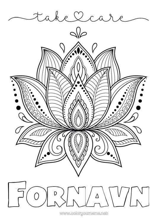 Fargeleggingssiden til utskrift Blomster Rolig og zen Syk Mandala