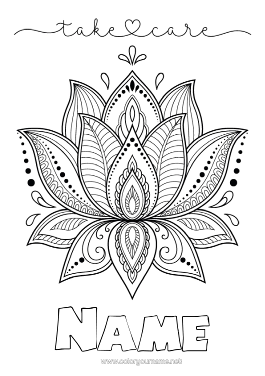 Colouring page to print Flowers Calm And Zen Ill Mandala Lotus Flower