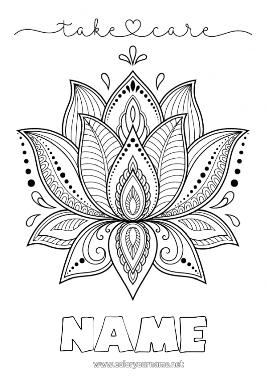 Coloring page to print Flowers Calm and zen Sick Mandala